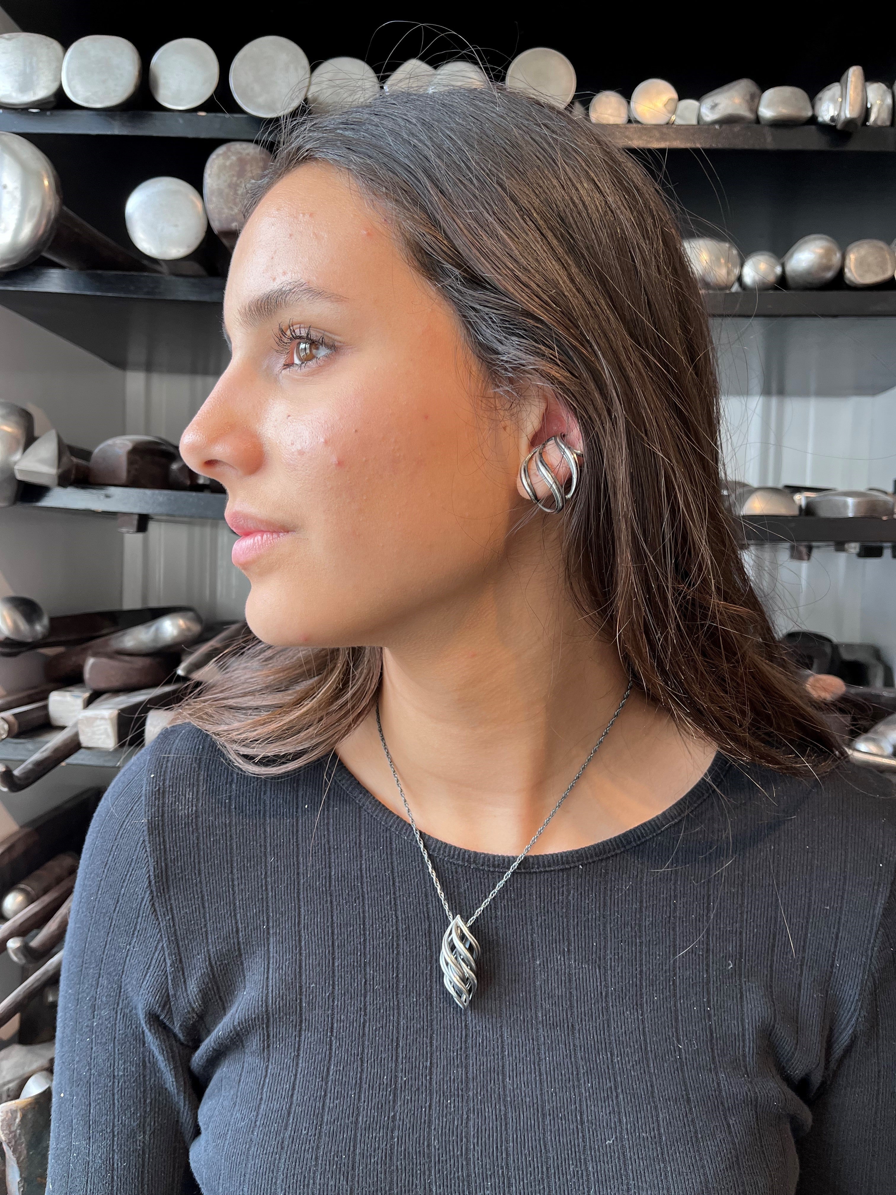 Thistle Ear Cuffs in silver - earrings for non pierced ears.